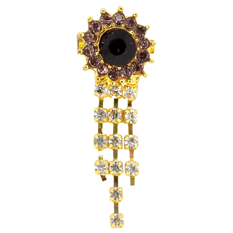 Брошка Квітка з бордовими стразами фото №3