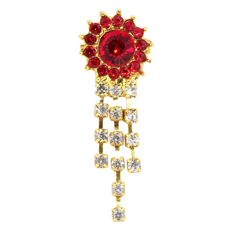 Брошка Квітка з червоними стразами фото №4