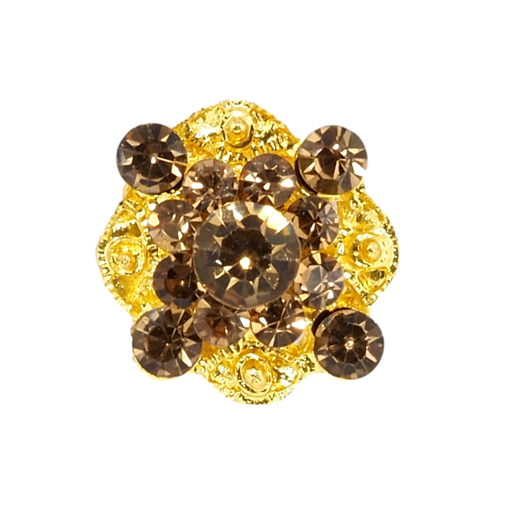 Брошка Квітка з коричневыми стразами фото №22