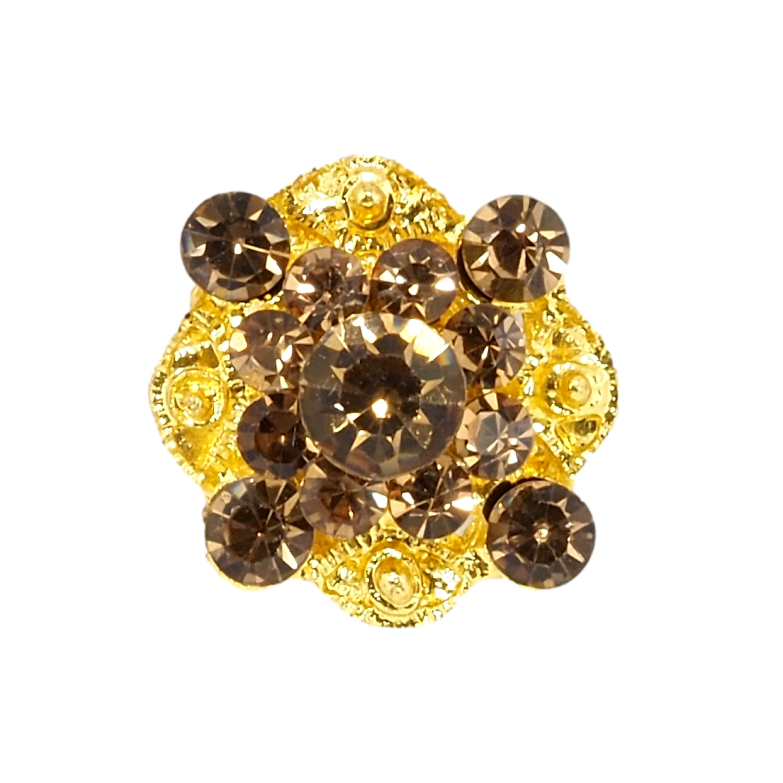 Брошь Цветок с коричневыми стразами фото №1