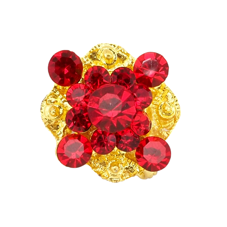 Брошка Квітка з червоними стразами фото №1