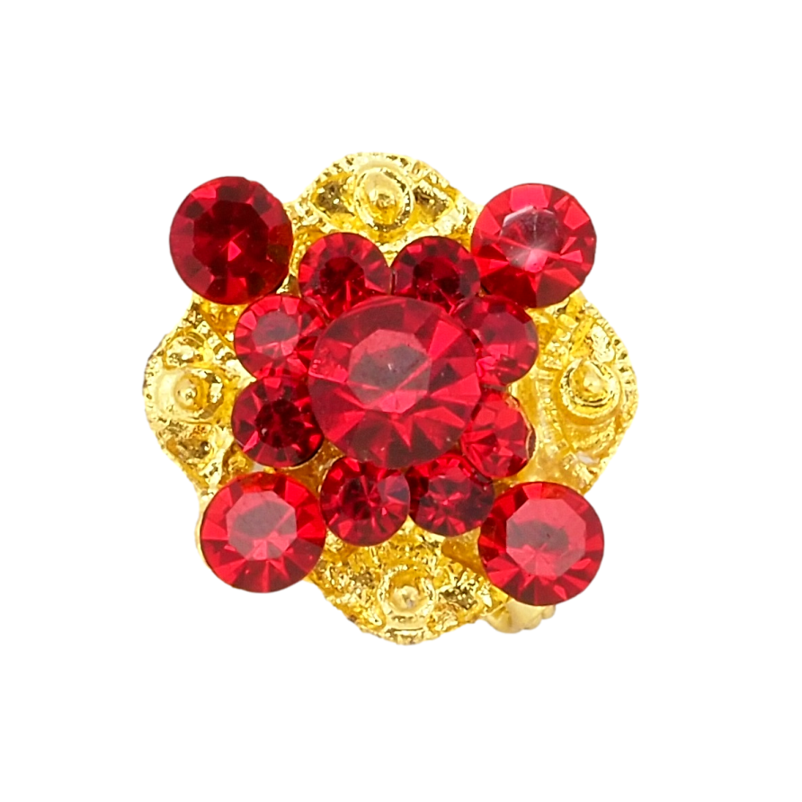 Брошь Цветок с красными стразами фото №1