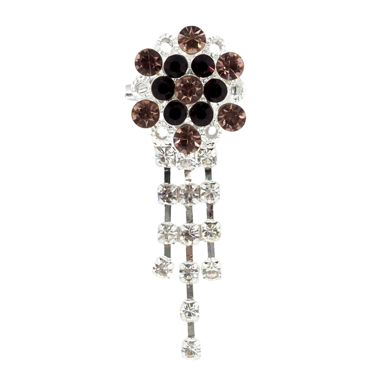 Брошка Квітка з бордовими стразами фото №18