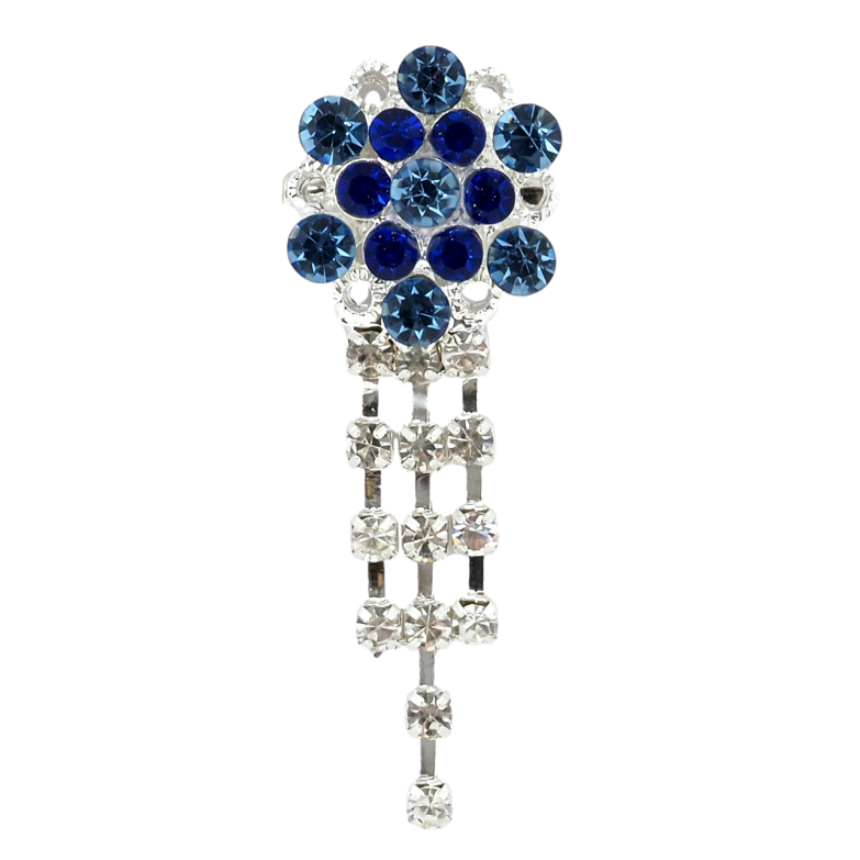 Брошь Цветок с синими стразами фото №1
