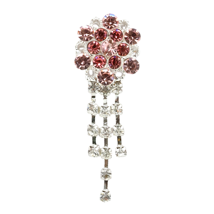 Брошь Цветок с розовыми стразами фото №22