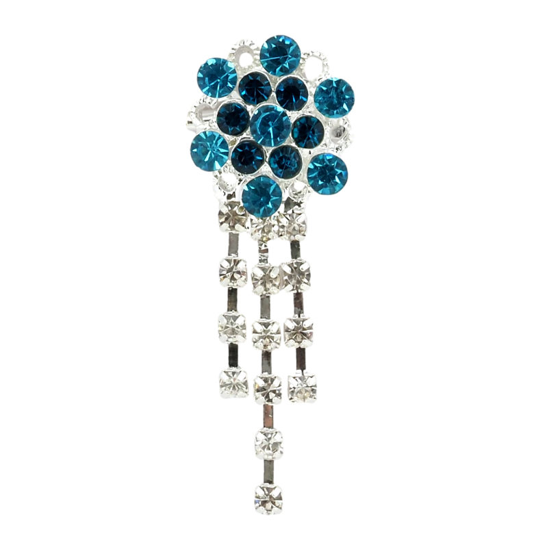 Брошь Цветок с бирюзовыми стразами фото №1