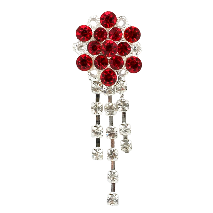 Брошка Квітка з червоними стразами фото №22