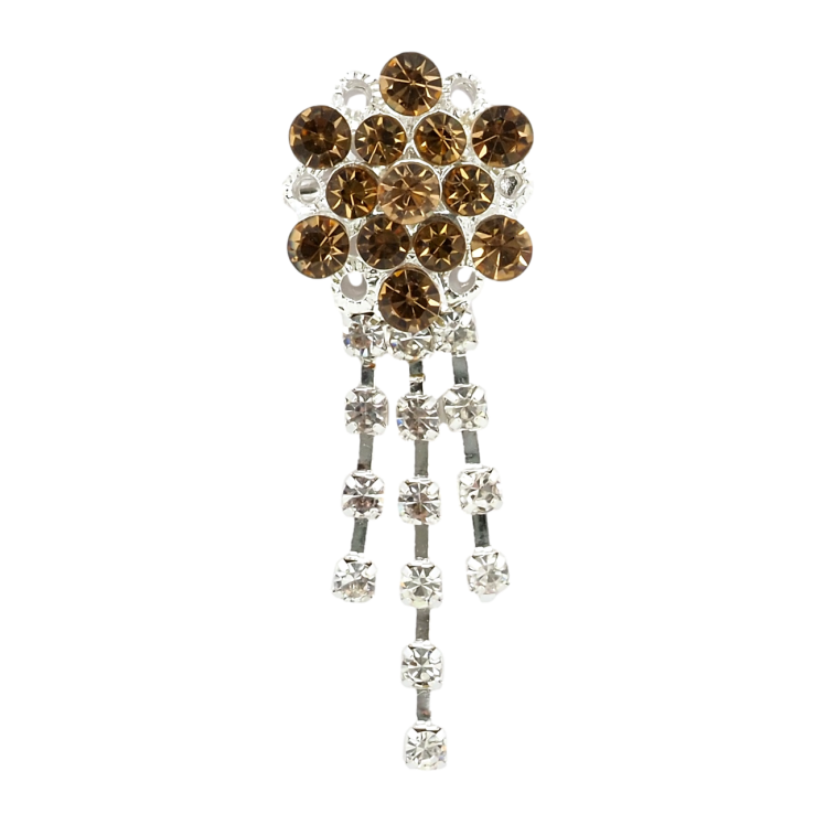 Брошка Квітка з коричневими стразами фото №2