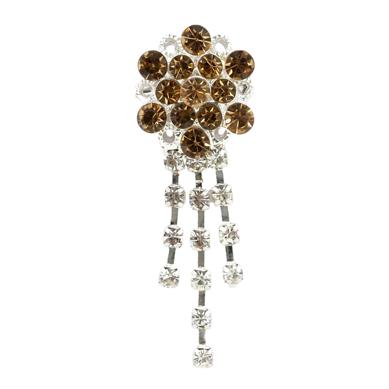 Брошь Цветок с коричневыми стразами фото №1