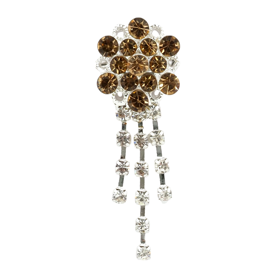 Брошь Цветок с коричневыми стразами фото №1