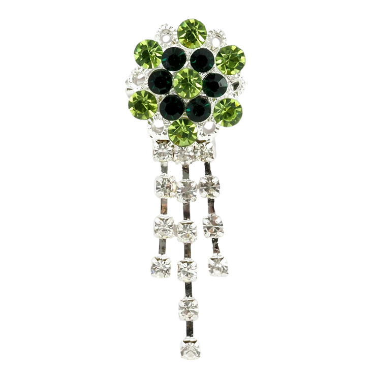 Брошка Квітка з зеленими стразами фото №5