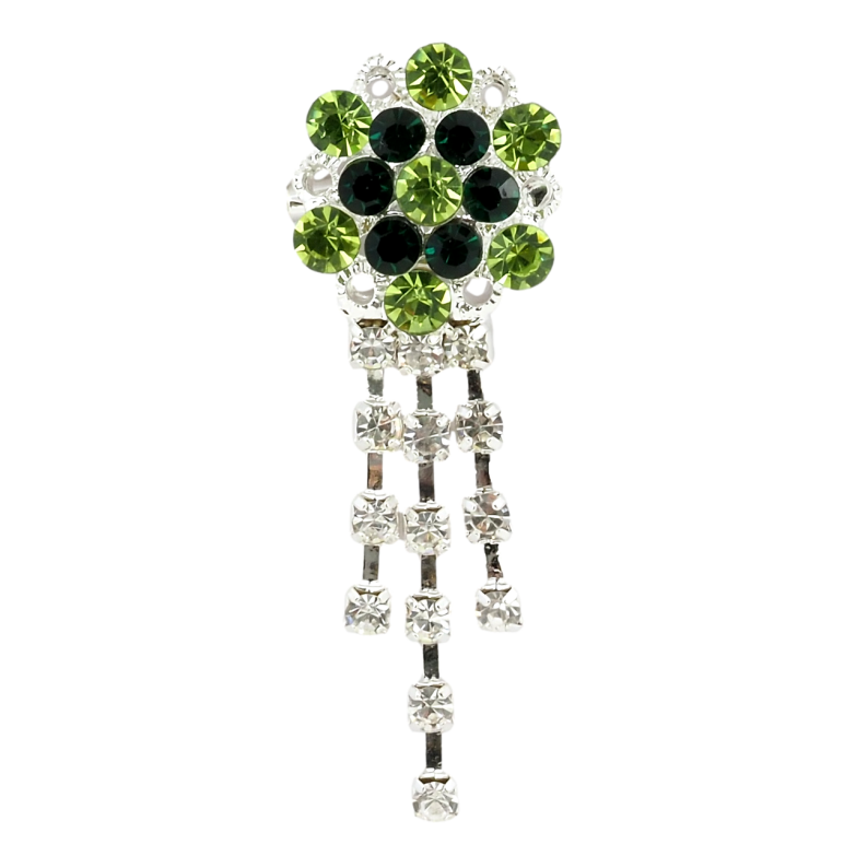 Брошь Цветок с зелеными стразами фото №1