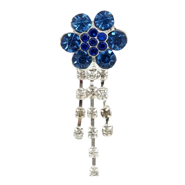 Брошь Цветок с синими стразами фото №1