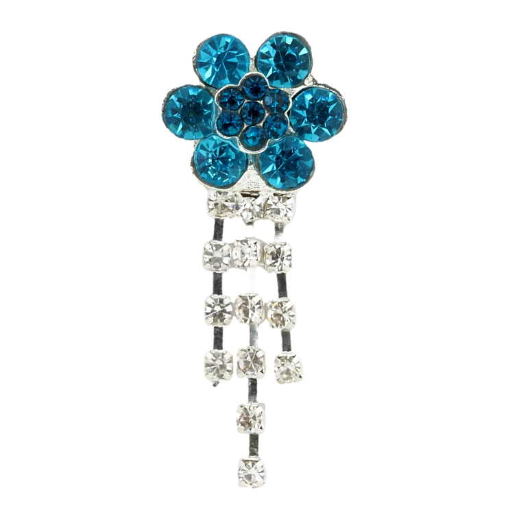 Брошка Квітка з бірюзовими стразами фото №15
