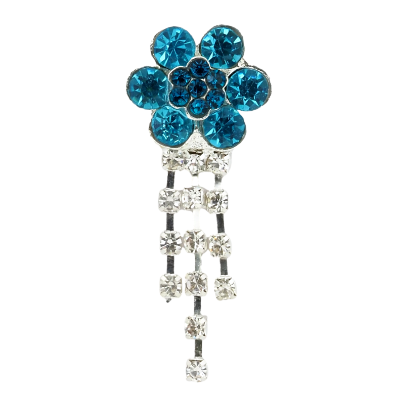 Брошь Цветок с бирюзовыми стразами фото №2