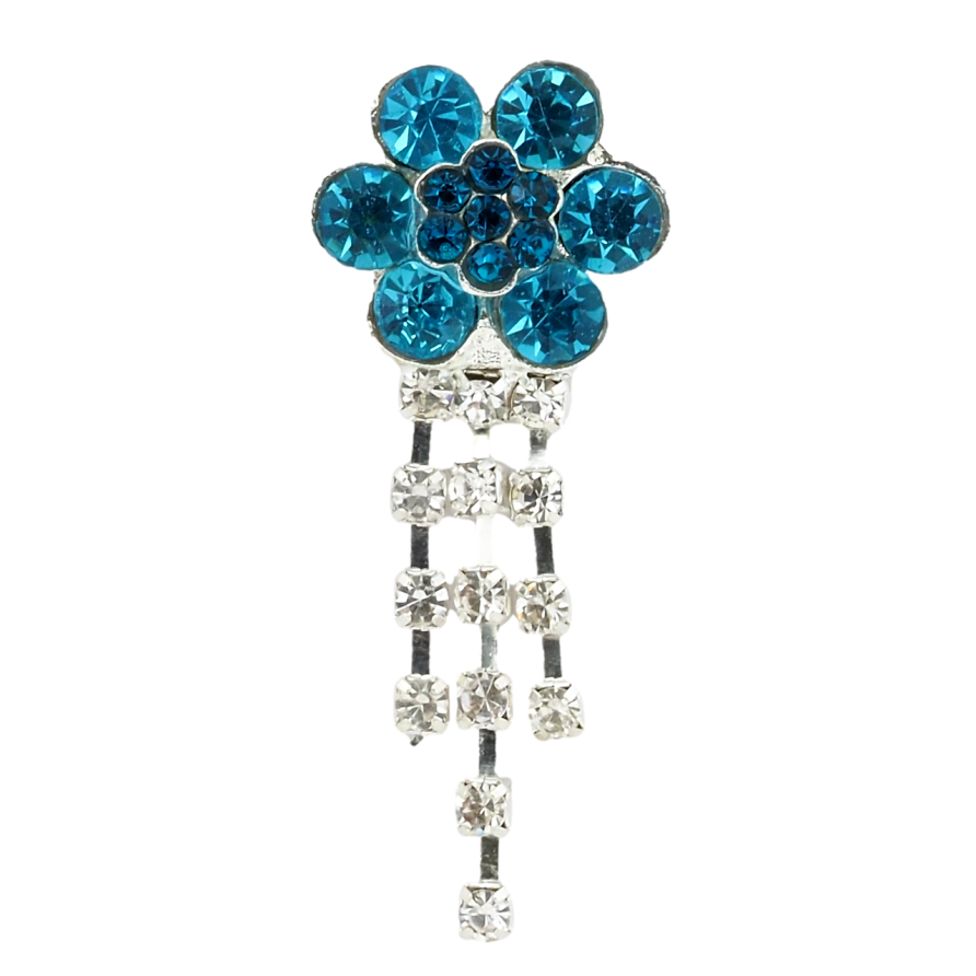 Брошь Цветок с бирюзовыми стразами фото №1