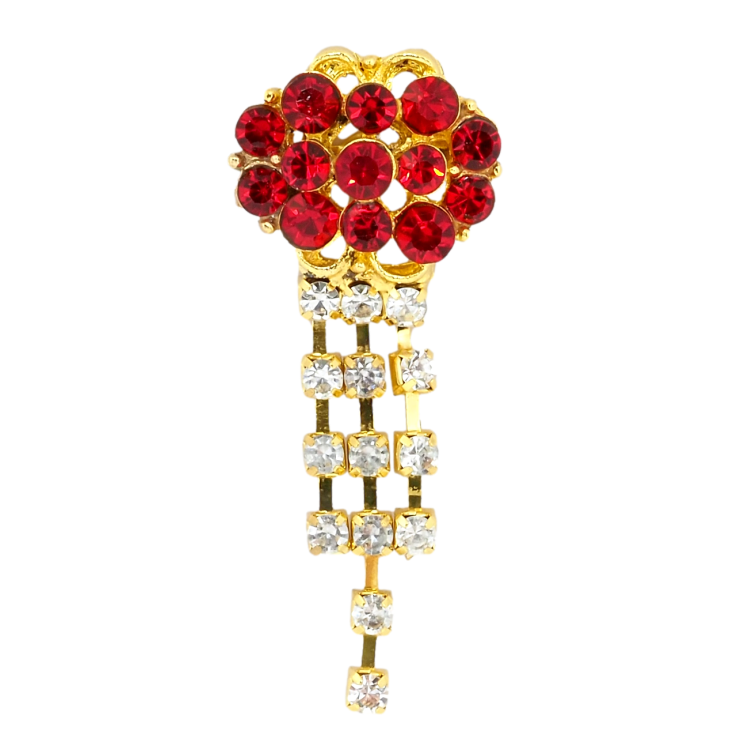 Брошка Квітка з червоними стразами фото №18