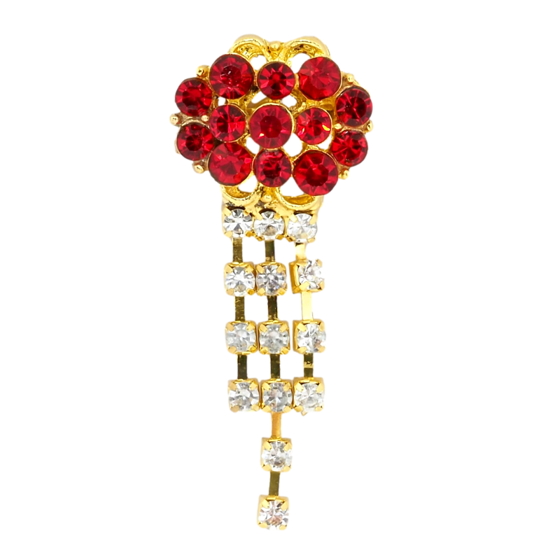 Брошка Квітка з червоними стразами фото №3