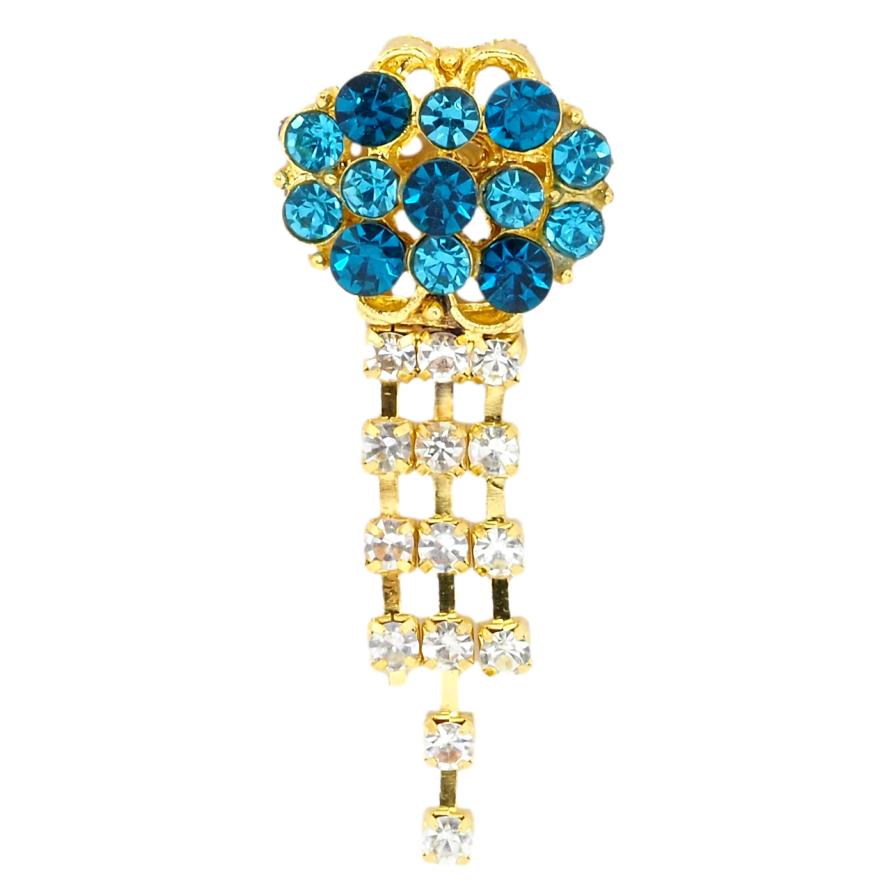 Брошь Цветок с бирюзовыми стразами фото №1