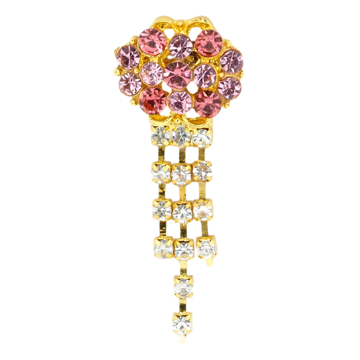 Брошь Цветок с розовыми стразами фото №23
