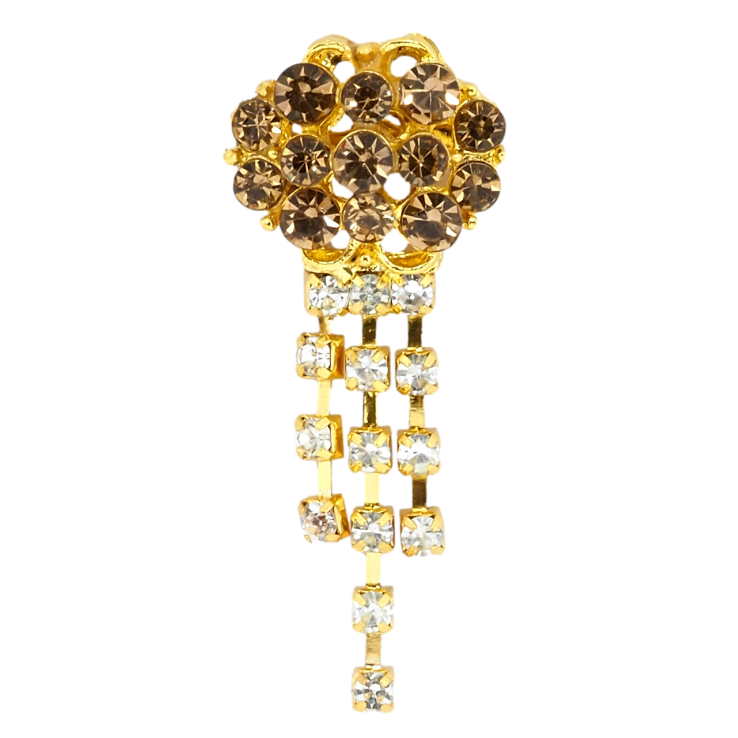 Брошка Квітка з коричневими стразами фото №6