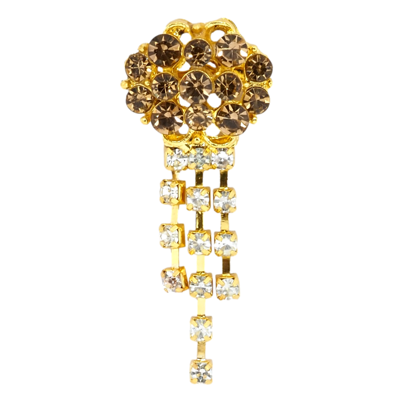Брошка Квітка з коричневими стразами фото №2