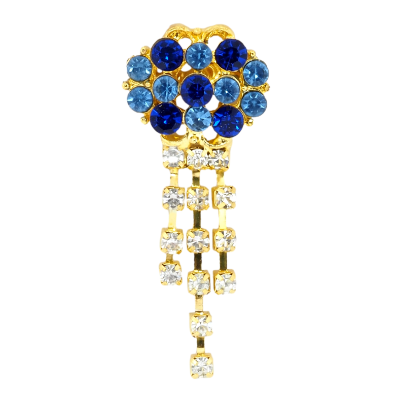 Брошка Квітка з синіми стразами фото №1