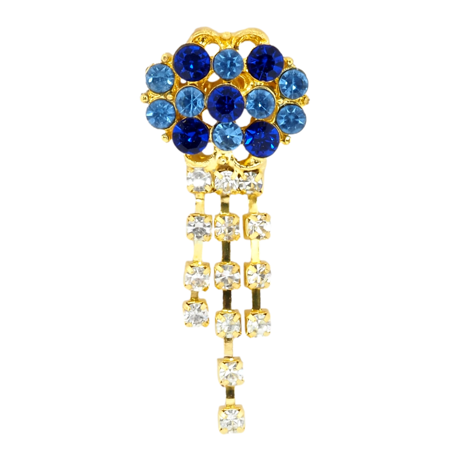 Брошь Цветок с синими стразами фото №1