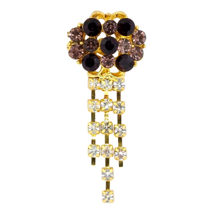 Брошка Квітка з бордовими стразами фото №3