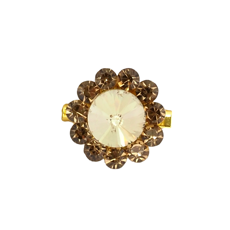 Брошка Квітка з коричневими стразами фото №8