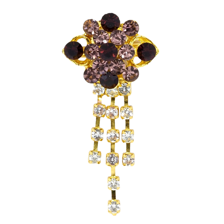 Брошь Цветок с бордовыми стразами фото №1