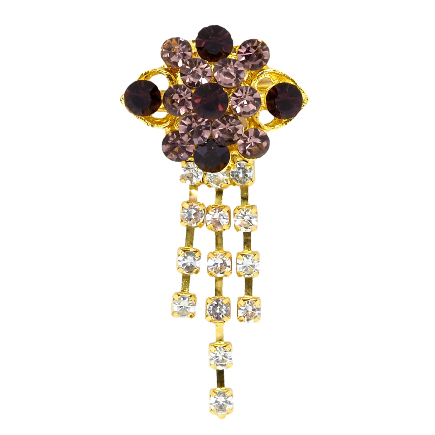 Брошь Цветок с бордовыми стразами фото №1