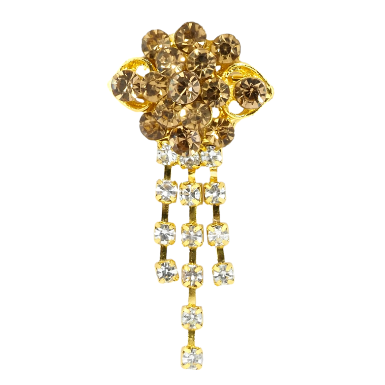 Брошь Цветок с коричневыми стразами фото №1