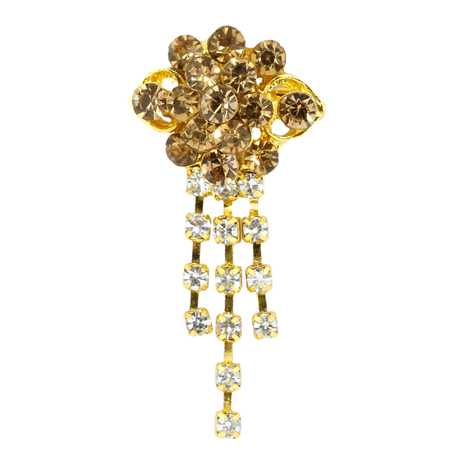 Брошь Цветок с коричневыми стразами фото №1