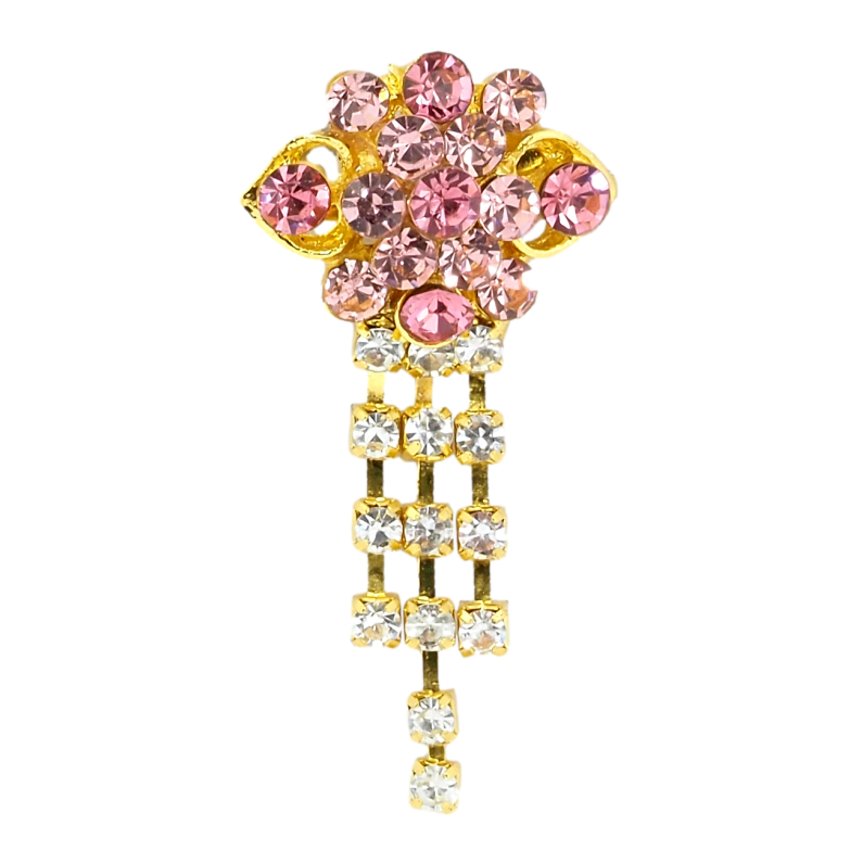 Брошка Квітка з рожевими стразами фото №1