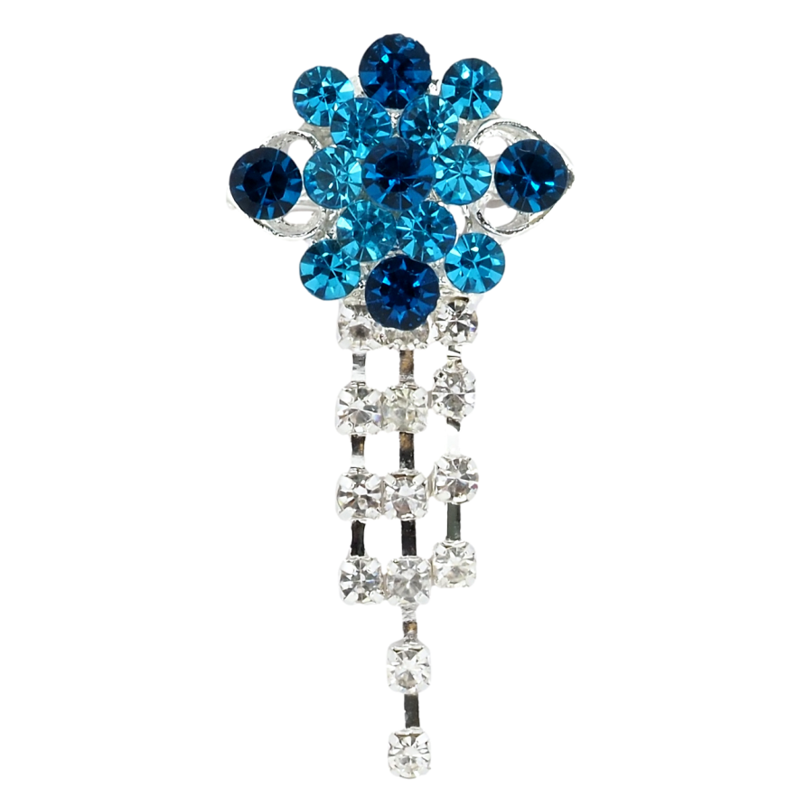Брошка Квітка з бірюзовими стразами фото №1