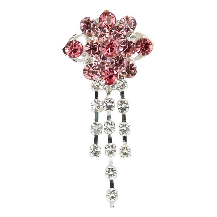 Брошка Квітка з рожевими стразами фото №20