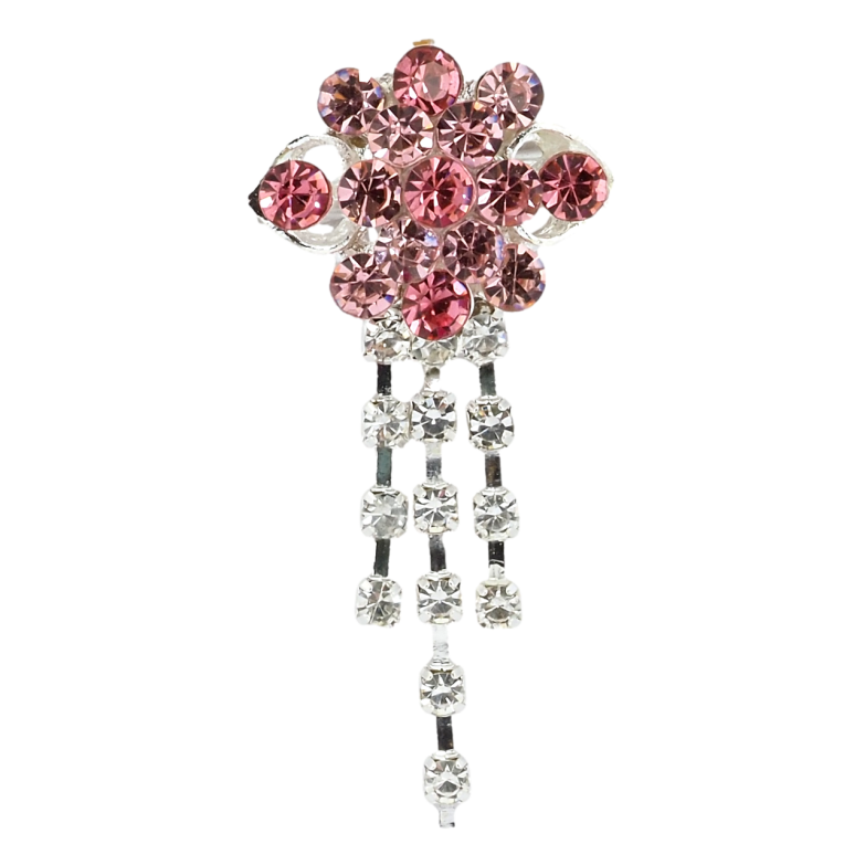 Брошь Цветок с розовыми стразами фото №1