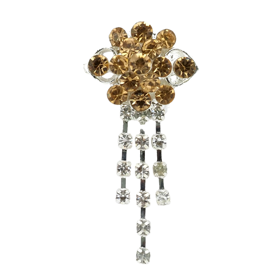 Брошь Цветок с коричневыми стразами фото №1
