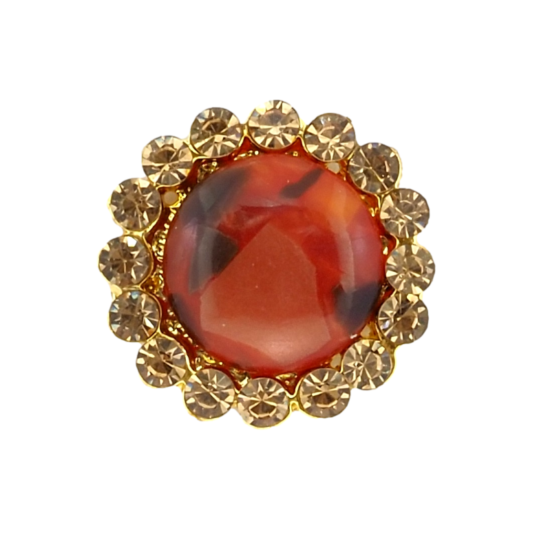 Брошь Цветок с пятнистым кристаллом и стразами фото №6