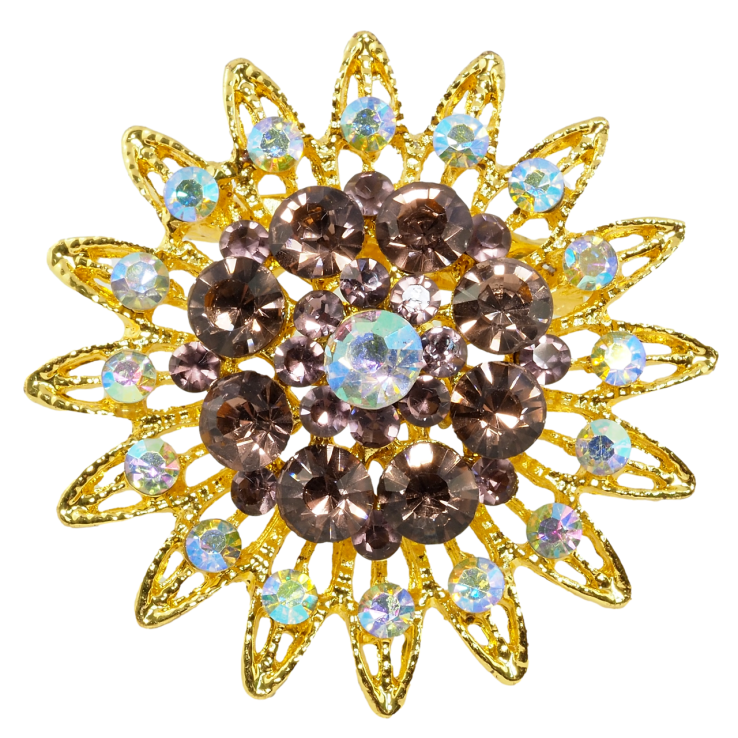 Брошка Квітка з бордовими стразами фото №10