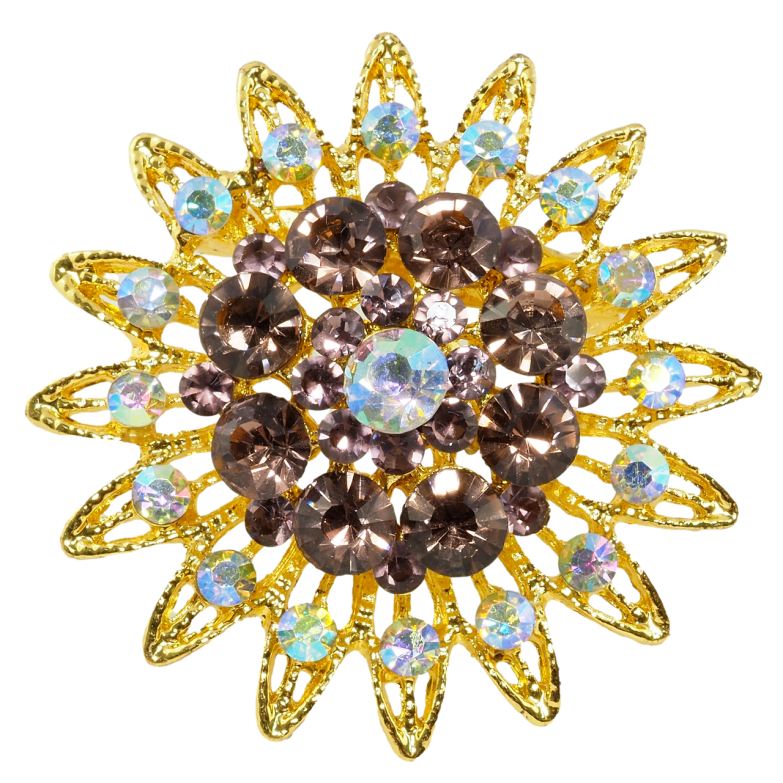 Брошка Квітка з бордовими стразами фото №1