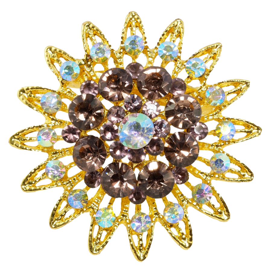 Брошка Квітка з бордовими стразами фото №1