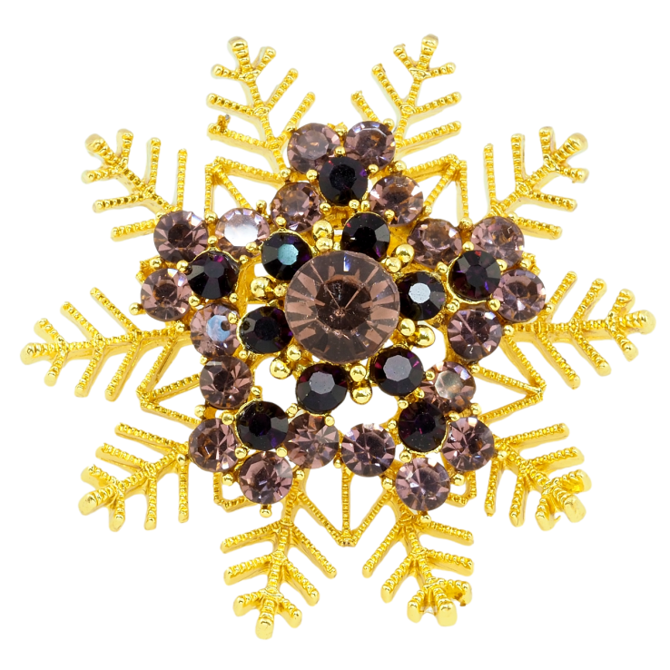 Брошка Сніжинка з бордовими стразами фото №8