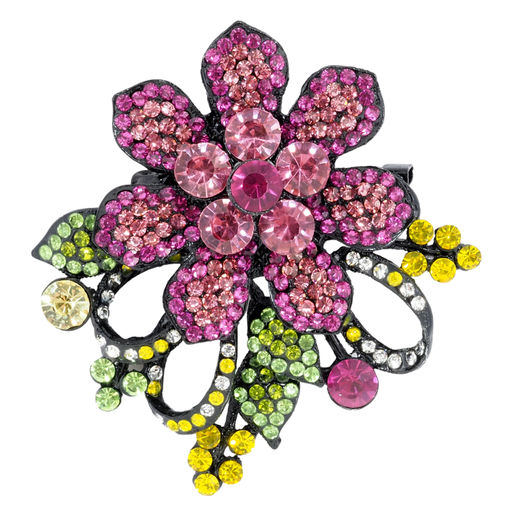 Брошка-кулон Рожева квітка з стразами фото №10