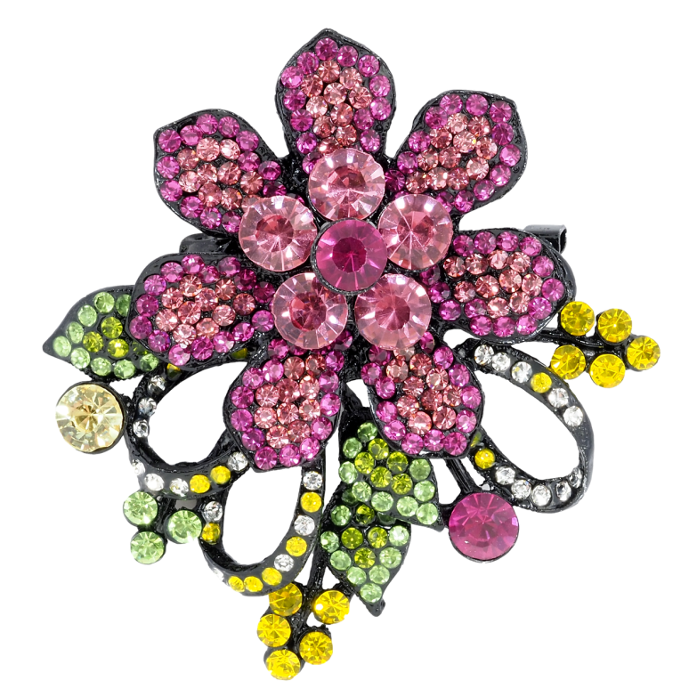 Брошь-кулон Розовый цветок со стразами фото №1