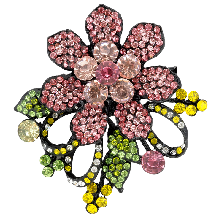 Брошь-кулон Розовый цветок со стразами фото №9