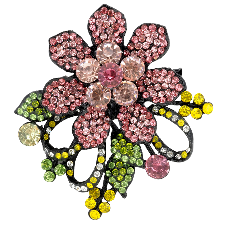 Брошка-кулон Рожева квітка з стразами фото №1