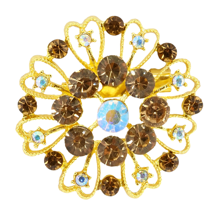 Брошка Квітка з коричневими стразами фото №15