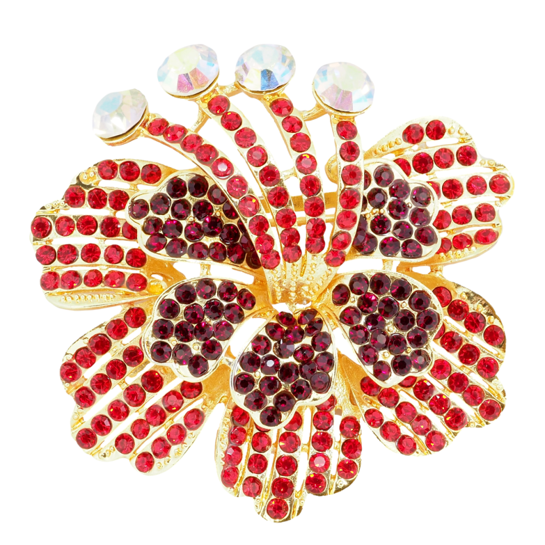 Брошка Квітка з червоними стразами фото №17